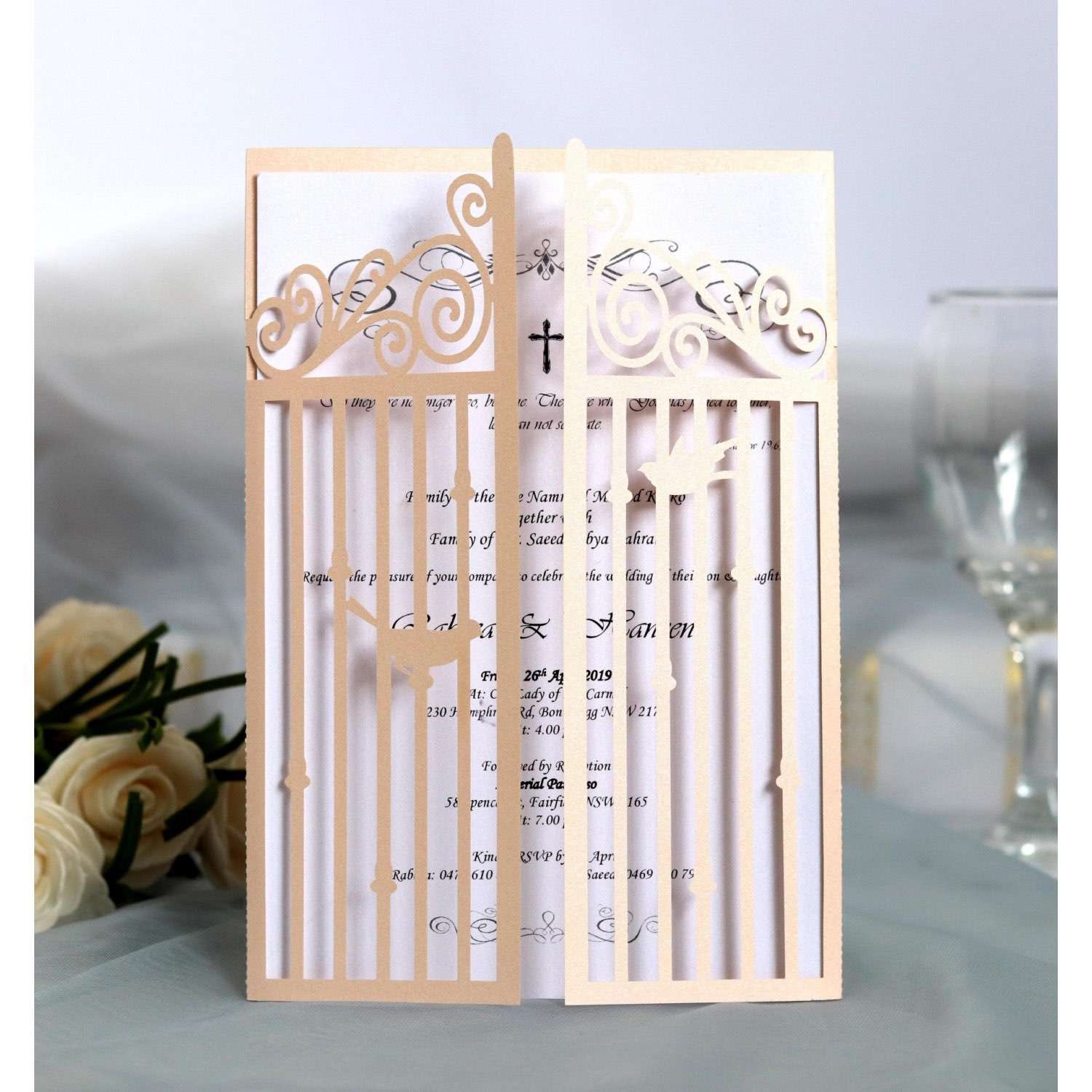 Laser Invitation Card Translucent Envelope Wedding Decoration Champagne